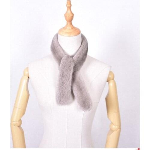 Womens Real Mink Fur Collar Winter Fashion Warm Thin Long Fur Scarves Cute Female Wraps B8