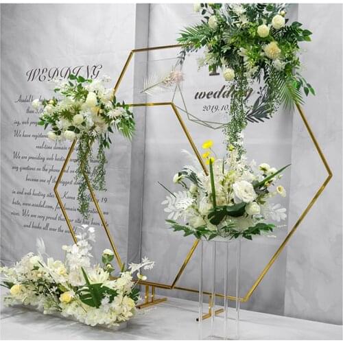 Gold Shiny MetalWedding Arch metal Party flower frame Background Wedding Props balloon arch birthday event decoration stand