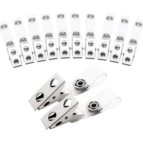 100Pcs Metal Badge Clips with Clear PVC Straps for ID Cards and Badge Holders