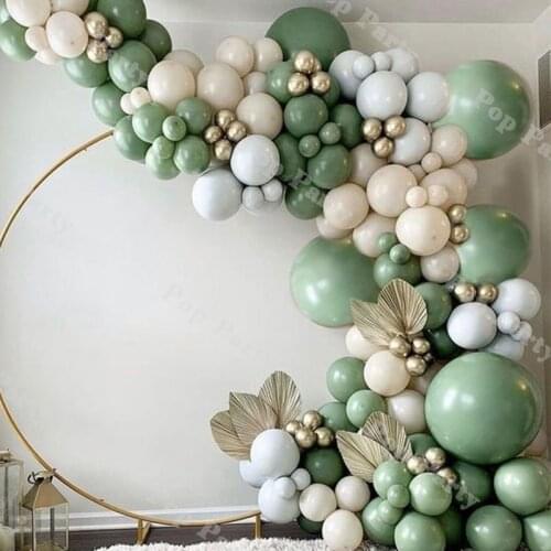 145pcs Balloons Garland Kit Birthday Sand White Balloon Arch Dusty Sage Green Gold Globos Baby Shower Party Decor Supplies