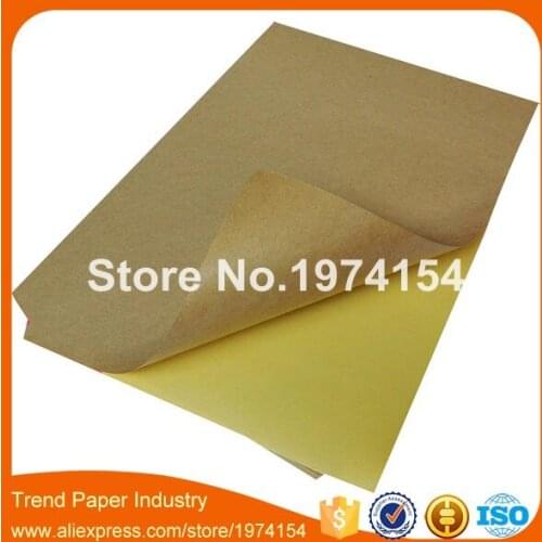 2000 Sheets/lot A4 Sticky Kraft Paper, Self adhesive A4 Blank Kraft Label Paper for Laser Inkjet Printer Packaging Label