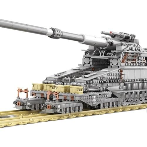 3846pcs WWII Germany Heavy Artillery Schwerer Gustav Train Gun Military Model Building Block Educational Bricks Toy