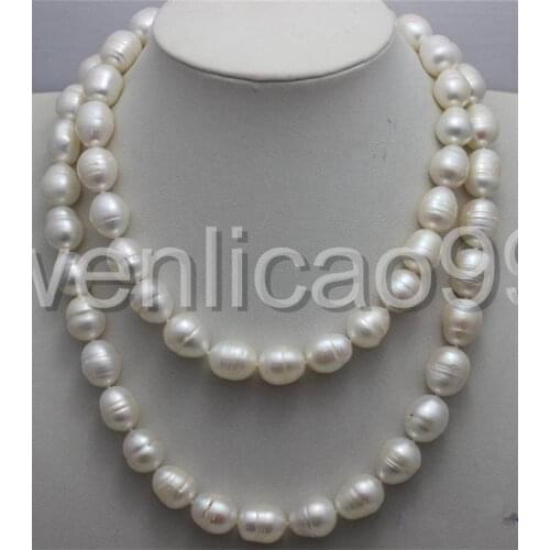 White freshwater Cultured pearl Necklace9-10 mm 34"