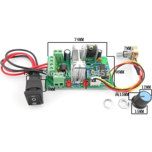 FREE SHIPPING DC motor speed 10V12V24V36V reversible switch PWM DC controller 150W