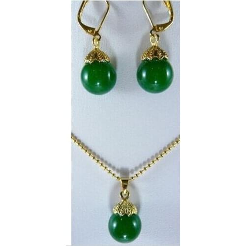 Free shipping $wholesale_jewelry_wig$ Fashion Set Green Earring Pendant Necklace