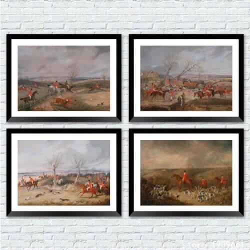 No frame classical court figure man horseback hunting canvas printings oil painting printed on cotton art decoration picture