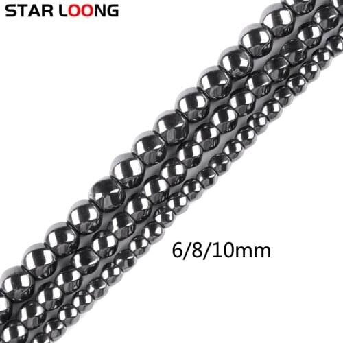 AAA Natural Stone Faceted Roud shape Black Hematite beads No Magnetic bead For Jewelry bracelet Accessories Making DIY 6/8/10mm