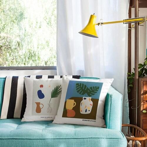 Korean Pillow Case Nordic Plants Pot Vase Home Cafe Pillows Cover Back Support Cushion Pillowcase Living Room Bedding Decorative