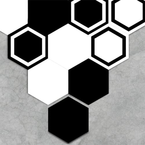 Black White Hexagon Floor Stickers Simple Generous Self-adhesive Removable DIY Wallpaper For Living Room Bedroom Wall Decoration