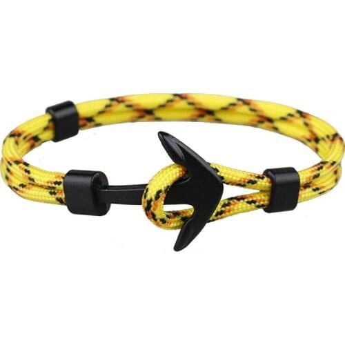 Black Yellow color Anchor Bracelet Rope Chain Bracelet for Women Men Navy Style Gifts