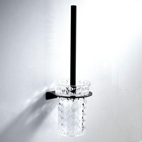 LIUYUE Toilet Brush Holder Black Stainless Steel Wall Mounted Bathroom Toilet Brush With Cup Set Hardware Bathroom Accessories