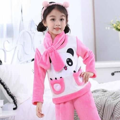 Boys Girls Pajamas Autumn Winter Long sleeve Childrens home Clothing Sleepwear Baby Flannel Pyjamas Sets For Kids 3-14 Years