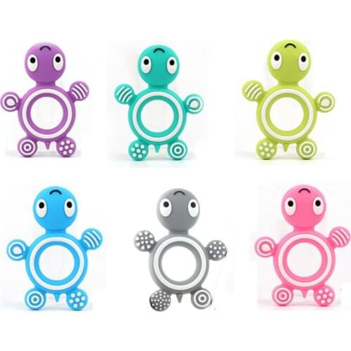 Baby Turtle Silicone Teether 5PCS/lot Safety Tortoise Infant Kids Food Grade Silicone SootherTeething Pacifier Neckalce Pendent