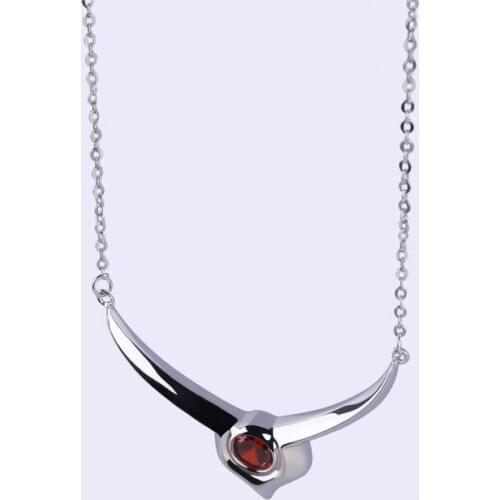Hot Anime Code Geass Lelouch Lamperouge Pendant Necklace Sliver Color Red Crystal Choker Necklace For Women Men