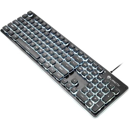 Chocolate Gaming Keyboard 104 Keys Membrane Silent Wired Keyboard for Computer Windows PC Gamer
