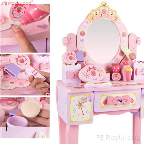 Playful bag Princess Dressing Table Wood Make Up Toys for girls Dresser Set Toy Princess makeup HG29