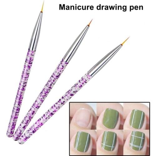 3Pcs Nail Art Liner Brushes Non-deformation Non-corroding Nail Supplies UV Gel Painting Acrylic Liner Brushes for Salon