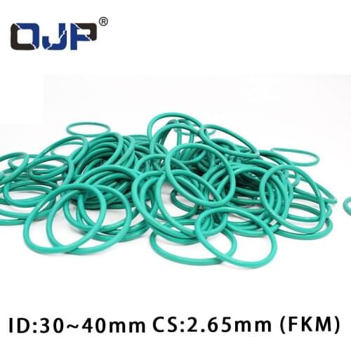 5PCS Fluorine rubber Green FKM Oring Seal CS2.65mm ID30/31.5/32.5/33.5/34.5/35.5/36.5/37.5/38.7/40mm ORing Seal Fuel Gasket