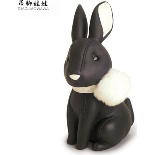 Lovely Rabbit Coin Piggy Bank Leather Cartoon Money Box Luxury PU Bunny Figurine Kid Cash Box 1 Piece Free Shipping