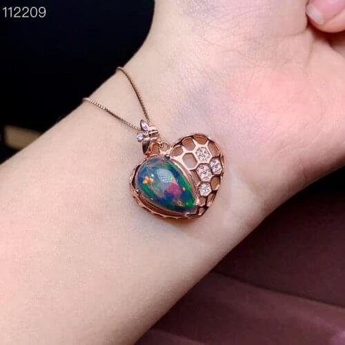 Black Opal Pendant Natural And Real black Opla necklace pendant Free shipping 925 sterling silver Natural real black opal