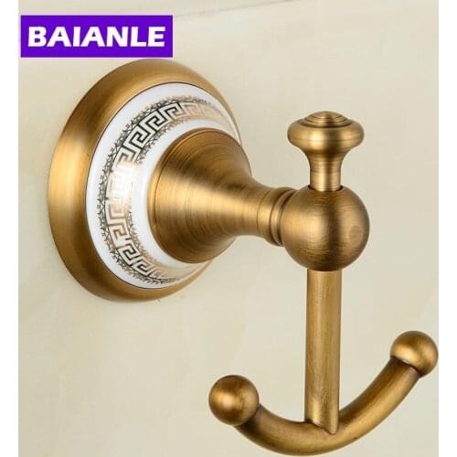 Hot selling-Bathroom Accessories European Antique wall Copper ceramic wall Robe Hook ,Clothes Hook,Coat Hook,Bathroom Products