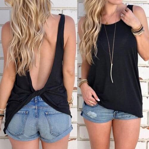 2020 New Arrival Summer Women Sexy Sleeveless Backless Shirt Knotted Tank Top Blouse Vest Tops Sleeveless Open Back veste femme