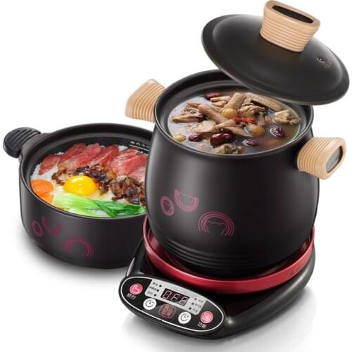 Bear 2 Pots Slow Cookers Electric Casserole Soup Pot Reservation Electric Cooker Automatic Porridge Pot Porcelain