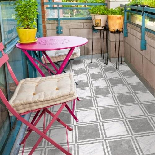 Funlife Self Adhesive Floor Tiles Sticker,White Grey Marble Living Room Flooring Vinyl Sheet Waterproof Kitchen Bathroom Decor