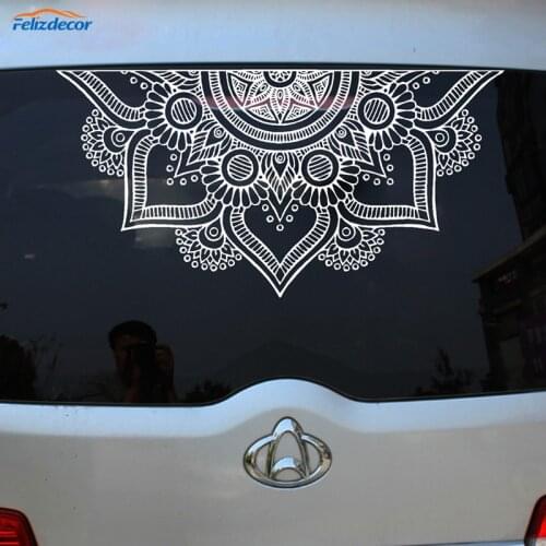 Extreme Beauty Of Special Culture Half Mandala Flower Car Stickers Removable Cool Art Decals Poster LC1196