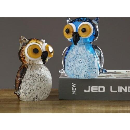 New Blue Crystal Fish Glass Sculpture Art Colored glaze Owl Favor Glass Whale desktop Decoration Glaze Figurines & Miniature