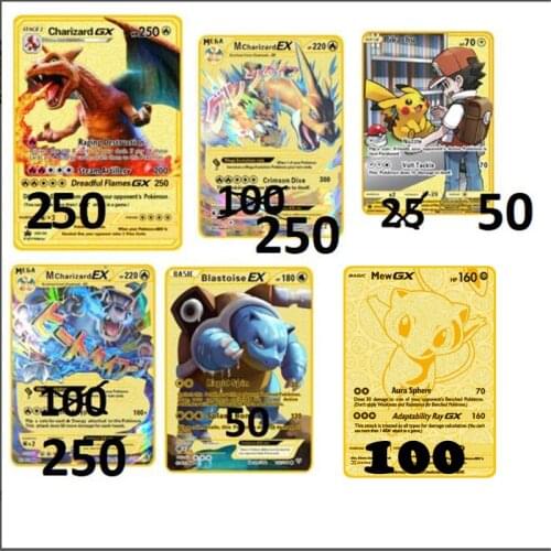 Vip Customized Pre-Sale Pokemon English Metal Gold Cards Gx Tag Team Toys Blastoise Lagikarp Charizard Action Figure Toys