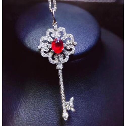 Key Ruby Pendant Fashion Ruby necklace pendant Origin and natural and Real ruby 925 sterling silver