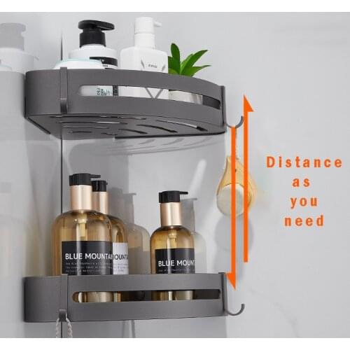 Traceless Bathroom Shelves Grey Shower Corner Shelf Shampoo Holder Bathroom Basket Holder Organizer Shower Shelf Holders