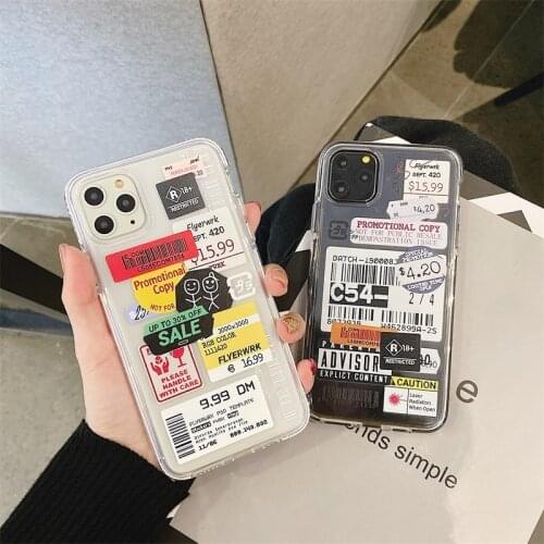 Hot case for iPhone 7 8 plus 11 Pro XR X XS MAX Cute Phone cover Nice Two Color edge Lable INS Letter Clear Candy TPU Soft funda