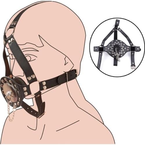 PU Leather Mouth Muzzle Strap,Plug Mouth Gag ,Soft Ball Gag Head Harness,Half Head Strap Sexy Accessories,Adult Sex Toys