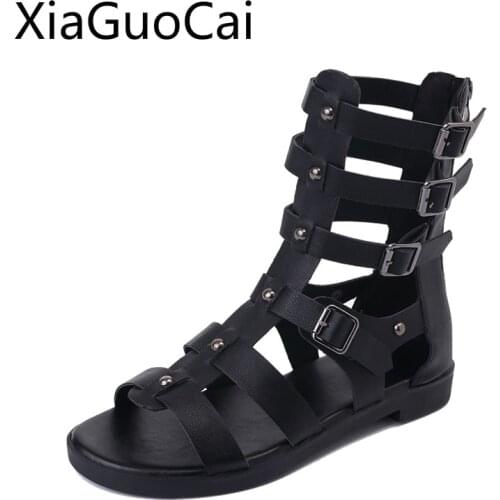 Peep Toe Women Cutout Sandals Female Fairy Wind Flat Sandals 2019 New Summer Beach Holiday Roma Style Sandals