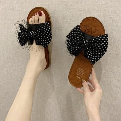 Slippers women summer cute bow outdoor summer non-slip 2020 new sandals and slippers outer wear womens shoes