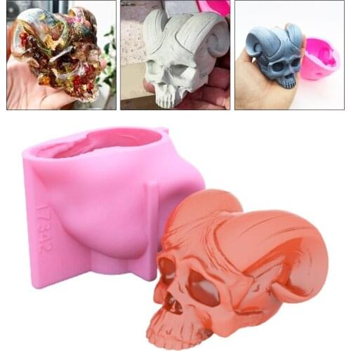 1Pc Devil Horns/Shofar Skull Silicone Mold Epoxy Resin DIY Decoration Making Soap Melt Resin Polymer Clay Home Decoration