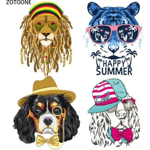 ZOTOONE Fashion Animals Patch for Clothing DIY Iron on Patches Stickers Applique Heat Transfer Applications on Clothes Stripes E