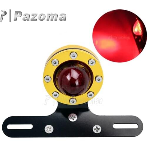 Old School Motorcycle 12V LED Brake Tail Light w/ License Number Plate Bracket For Harley XS650 Bobber Chopper Rear Stop Light