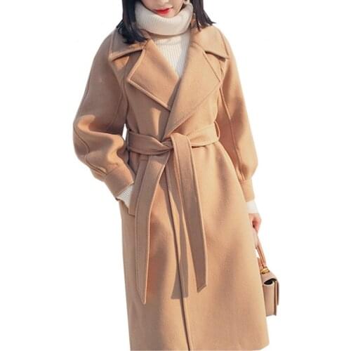 High-end woolen jacket female medium long new Korean loose double-breasted winter womens woolen coat fashion thick warm Outwear