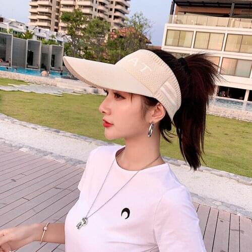 Empty Top Women Hat Outdoor Sports Sun Visor Knitted Cotton Caps Letters Baseball Caps Sun Protection Hats