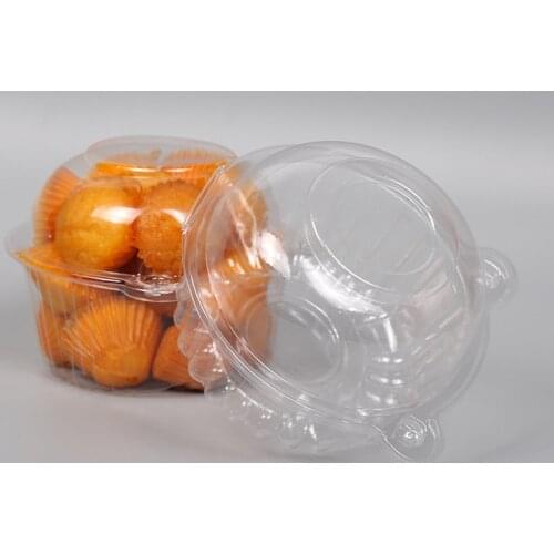 100pcs 11*85mm Disposable Transparent Cat Head Plastic Box Single Cupcake Muffin Dome Boxes Pastry Cake Gift Box Organizer