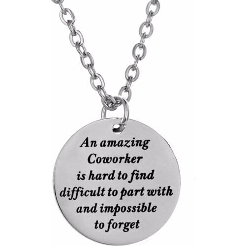 12PC/Lot An Amazing Coworker Is Hard To Find Stainless Steel Pendant Chain Necklace Gift For Women Men Colleague Friend Jewelry