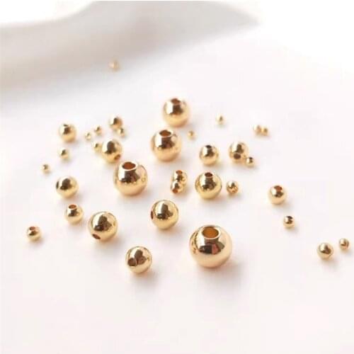 14K straight hole copper plating gold small gold beads DIY Handmade Bracelet accessories loose beads string beads material