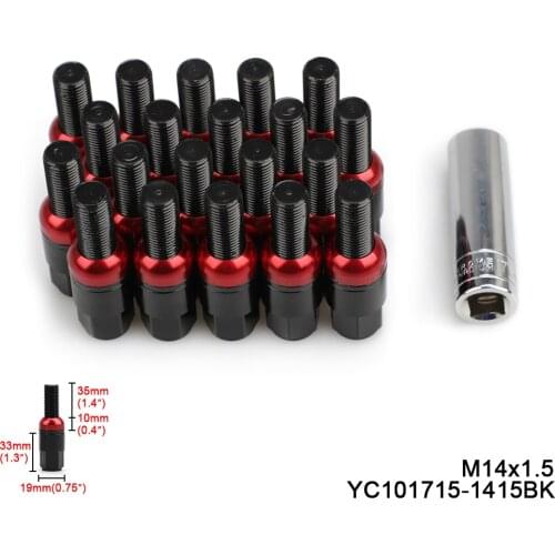 20pcs Steel Ball Seat Lug Nuts Wheel Bolts Extender shank length 35MM m14x1.5 Auto Accessory For Audi Benz Porsche Volkswagen