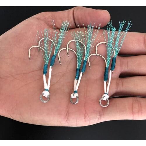 3Pair/Lot Fishing Hook Assist Hooks Jig Lure Hook Slow Fast Jigging Fishjig Double Pair Barbed Assist Hooks Pesca Peche