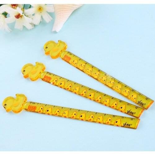 50Pcs Cute Cartoon Rulers Plastic Ruler Korea Little Duck Straightedge Kawaii School Supplies Student Stationery Mini Kids Ruler