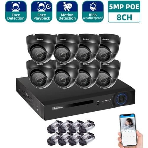 AHCVBIVN AI Face-Recording detection H.265 8CH 5.0MP POE IP Camera System Outdoor IR-CUT CCTV Video Surveillance Recorder Kit