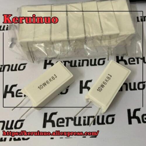 10Pcs RX27 cement resistor 10W 6.8K ohm 10W6K8J 10W6.8K 6800 ohm Ceramic Resistance precision 5% Power resistance